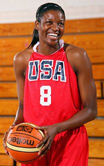 Photo of DeLisha Milton-Jones when she player for Team USA in the Olympics.