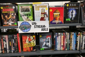 Collection of shelved DVD movies