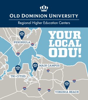 Map of ODU Regional Centers in Hampton Roads