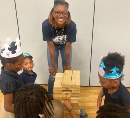 ODU student in children's class