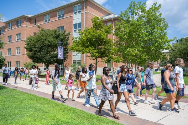Students walking on campus