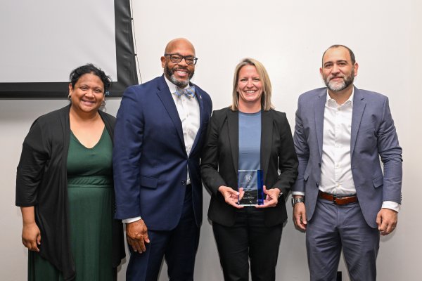 Marissa Jimenez (AUA President Elect), President Hemphill, Katie Ferrara award winner, Eduardo Landaeta (AUA President)