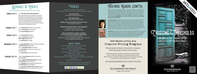 Image of front of brochure for 2019 ODU Litfest