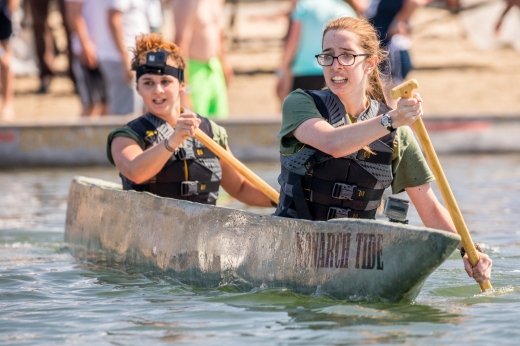 ODU concrete canoe team members compete in the female endura