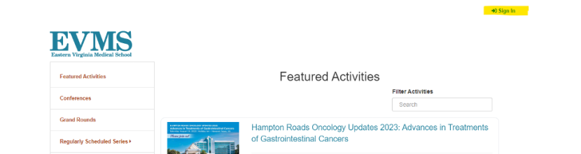 Screenshot of the CME Passport portal highlighting the Sign 