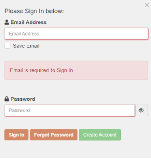 Screenshot of Sign In username and password area with Sign I