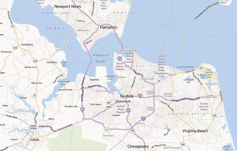 bing-map-hampton-roads
