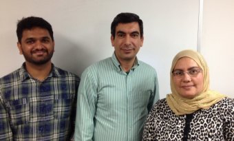 Graduate Teaching Assistant Heramb Pendyala, left, and Lectu