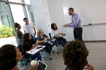 Professor Speaking to Students