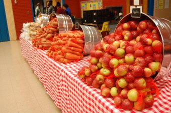Photo of produce that was distributed to students and famili