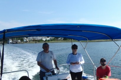 Research crew on boat