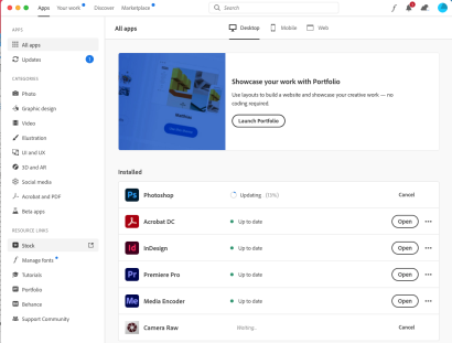 Creative Cloud Dashboard