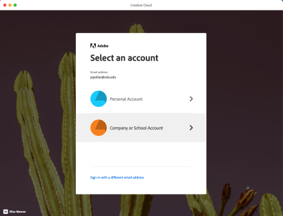 Creative Cloud Select an Account